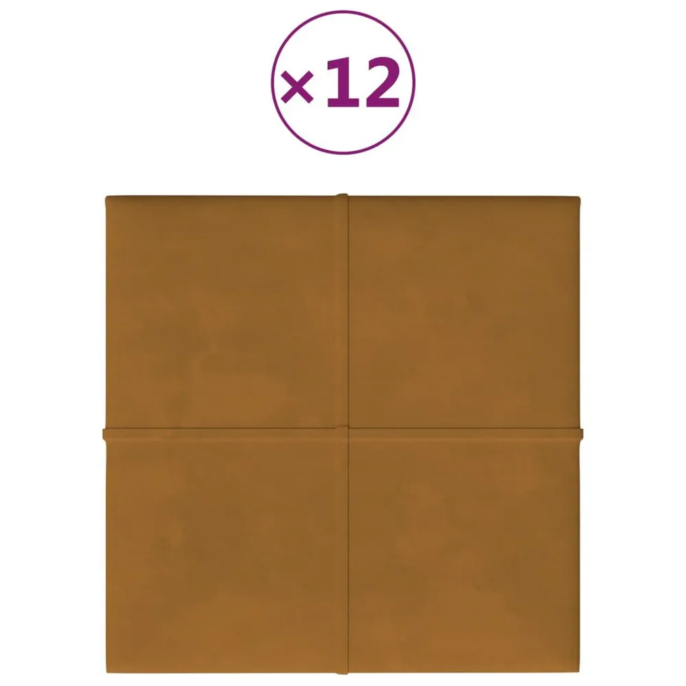 Panneaux muraux 12 pcs Marron 30x30 cm Velours 1,08 m²