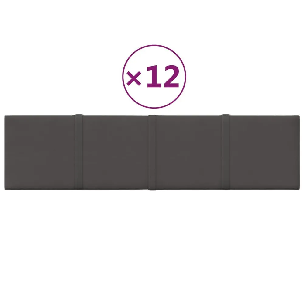 Panneaux muraux 12 pcs Gris foncé 60x15 cm Tissu 1,08 m²