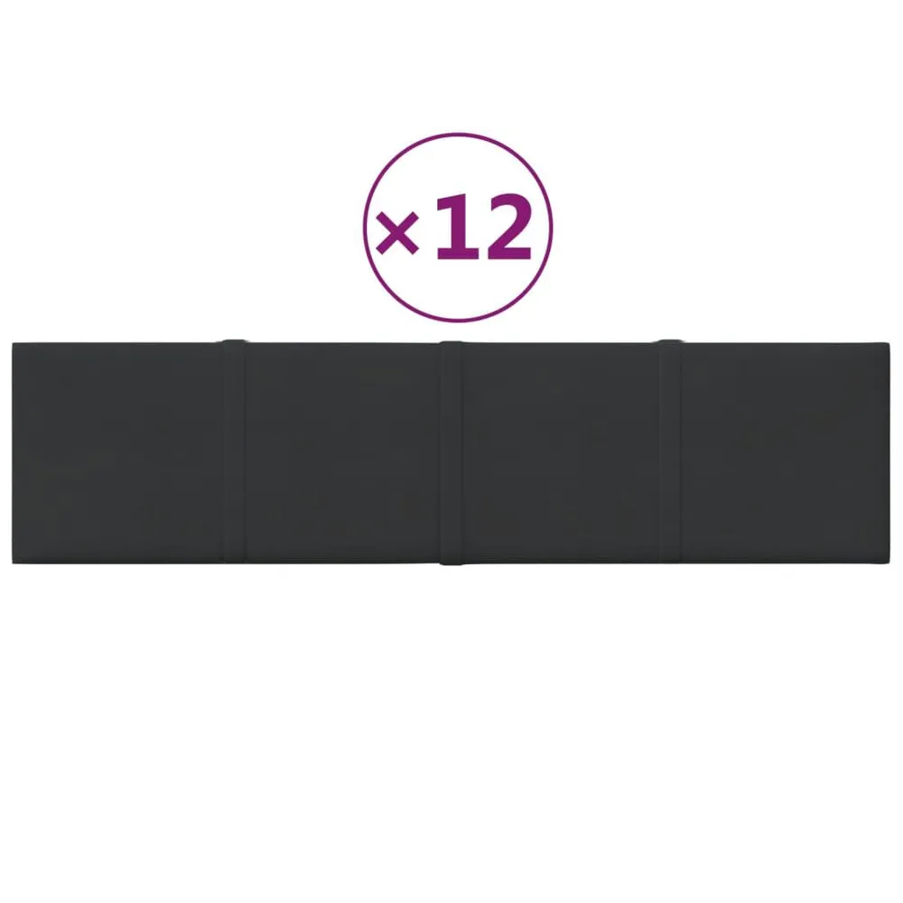 Panneaux muraux 12 pcs Noir 60x15 cm Tissu 1,08 m²