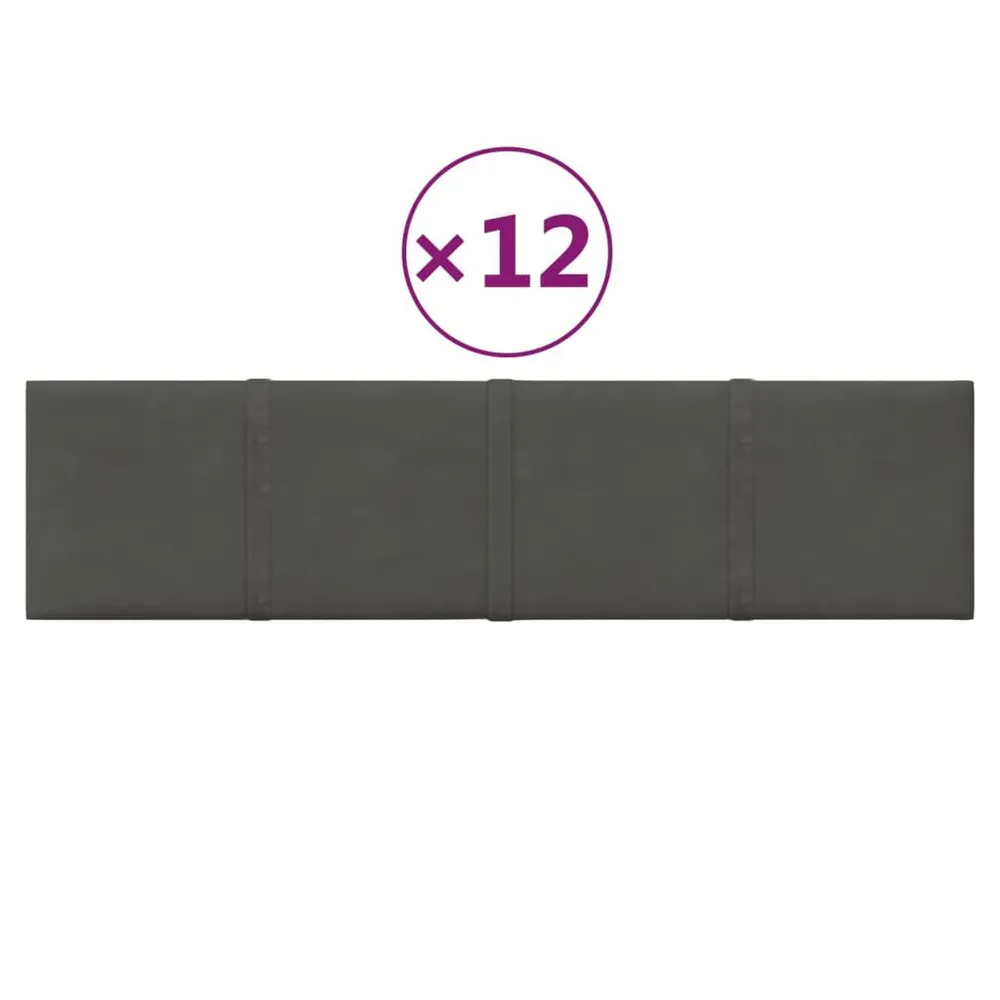 Panneaux muraux 12 pcs Gris foncé 60x15 cm Velours 1,08 m²