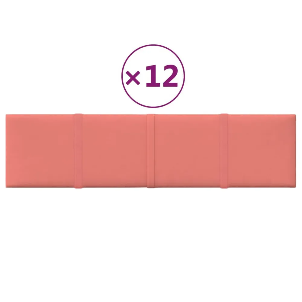 Panneaux muraux 12 pcs Rose 60x15 cm Velours 1,08 m²