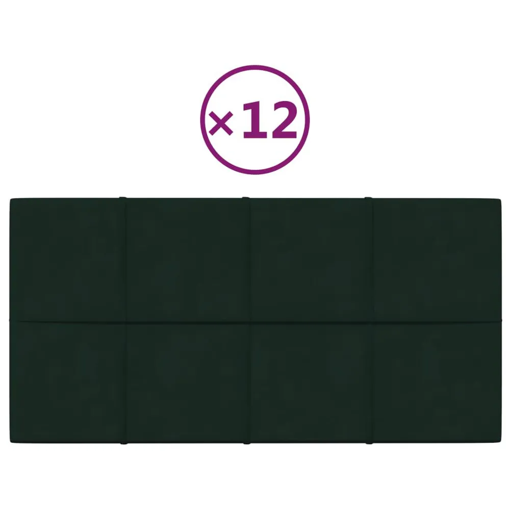 Panneaux muraux 12 pcs Vert foncé 60x30 cm Velours 2,16 m²