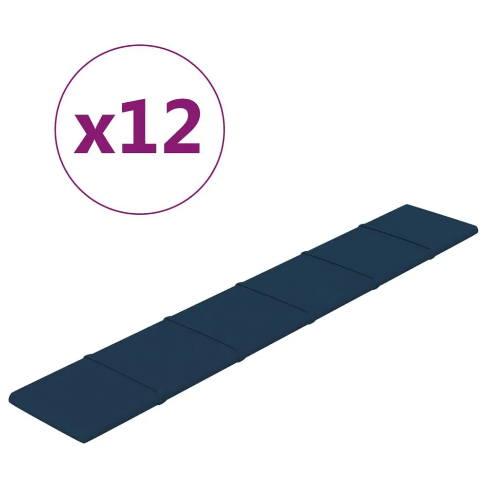 Panneaux muraux 12 pcs Bleu 90x15 cm Velours 1,62 m²