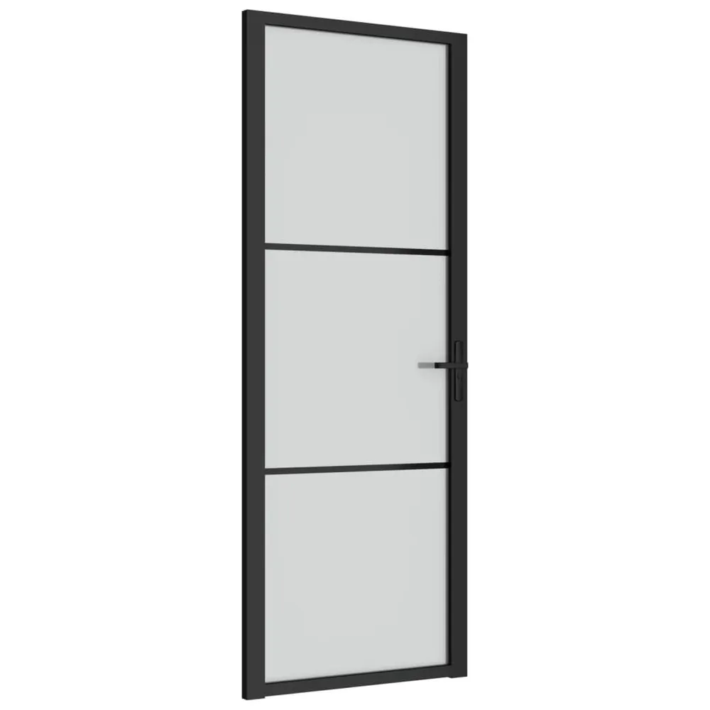 Porte intérieure 76x201,5 cm Noir Verre mat et aluminium