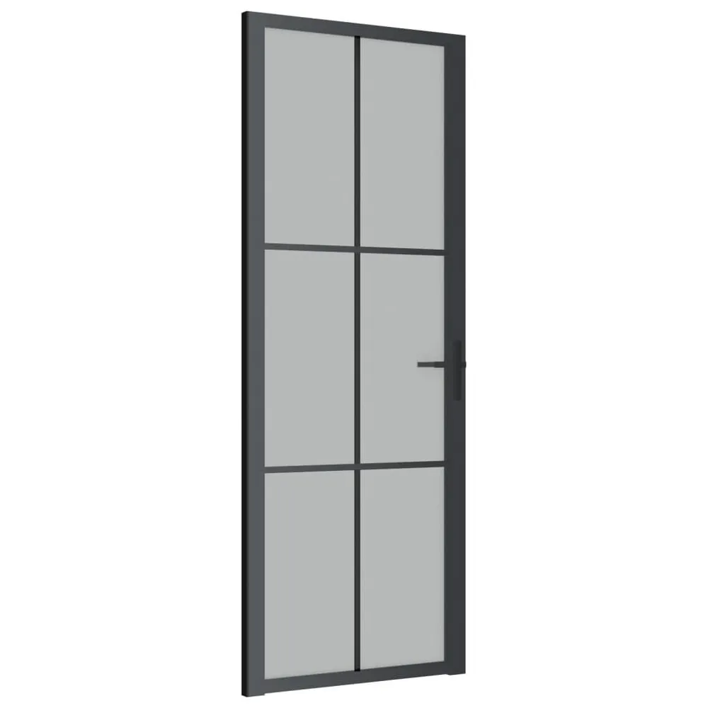 Porte intérieure 76x201,5 cm Noir Verre mat et aluminium