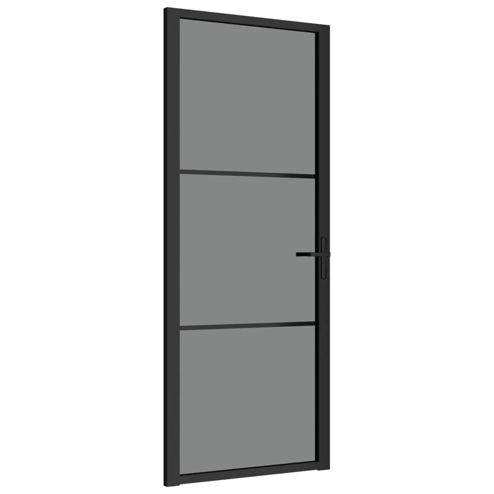 Porte intérieure 83x201,5 cm Noir Verre ESG et aluminium