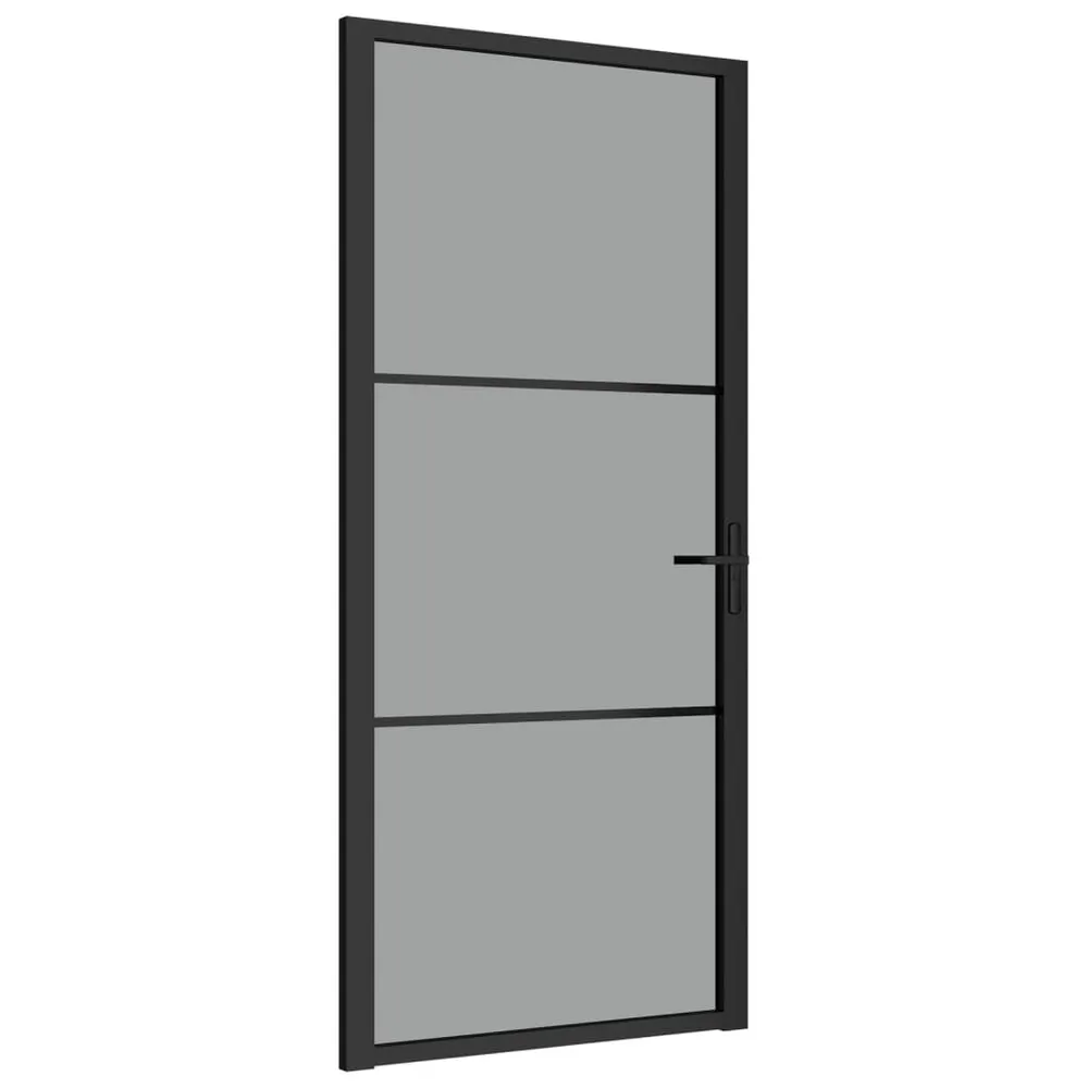 Porte intérieure 93x201,5 cm Noir Verre ESG et aluminium