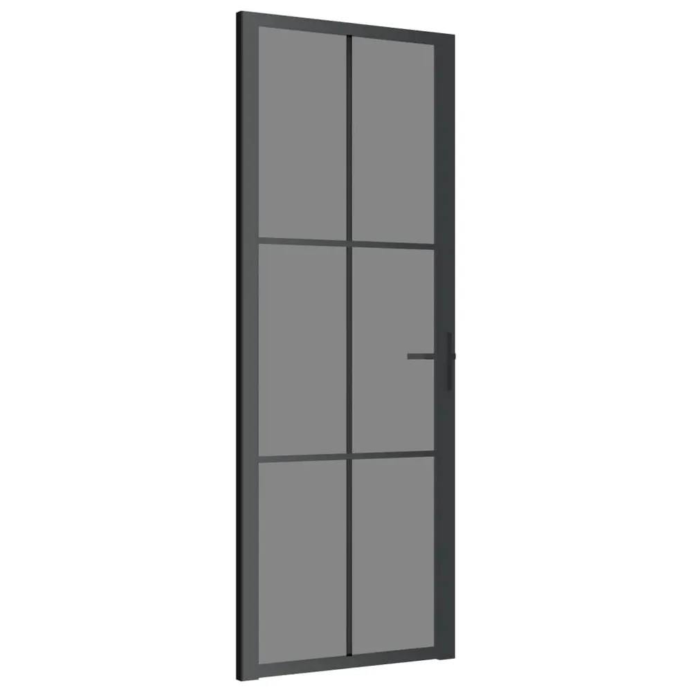 Porte intérieure 76x201,5 cm Noir Verre ESG et aluminium