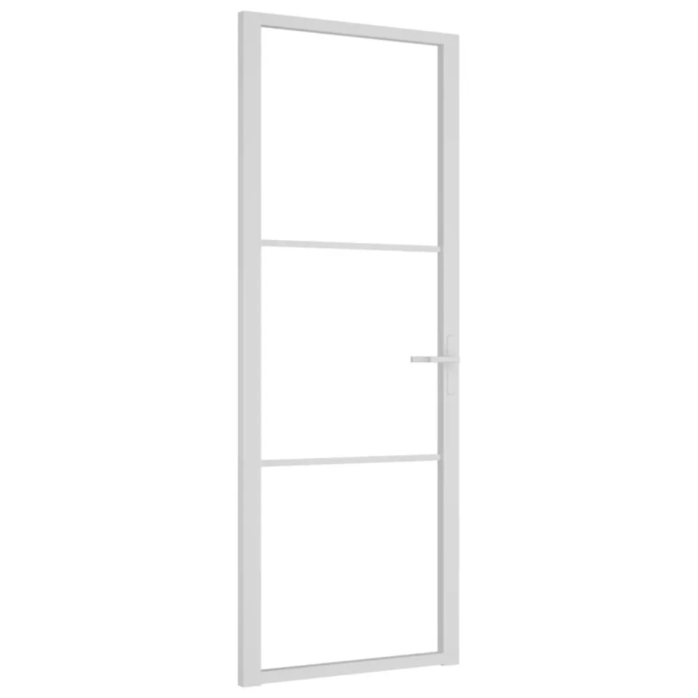 Porte intérieure 76x201,5 cm Blanc Verre ESG et aluminium