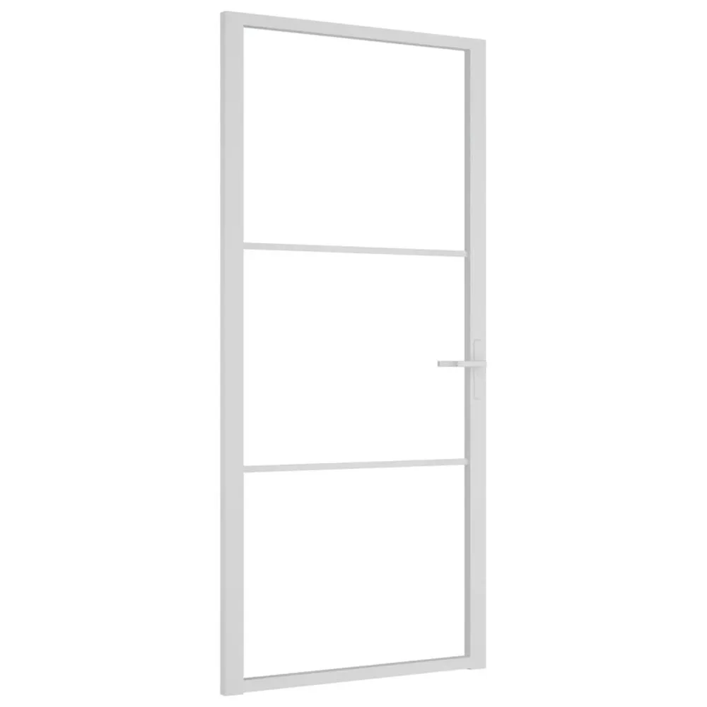 Porte intérieure 93x201,5 cm Blanc Verre ESG et aluminium