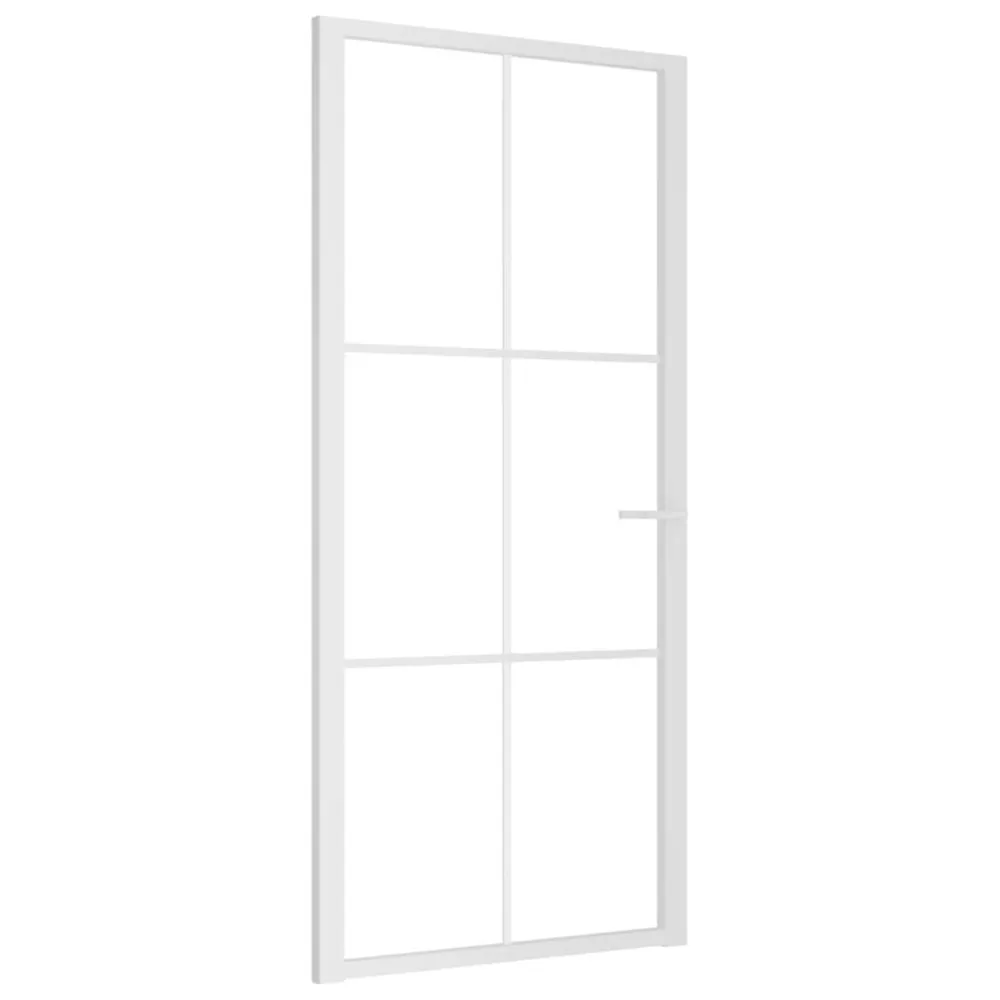 Porte intérieure 93x201,5 cm Blanc Verre ESG et aluminium