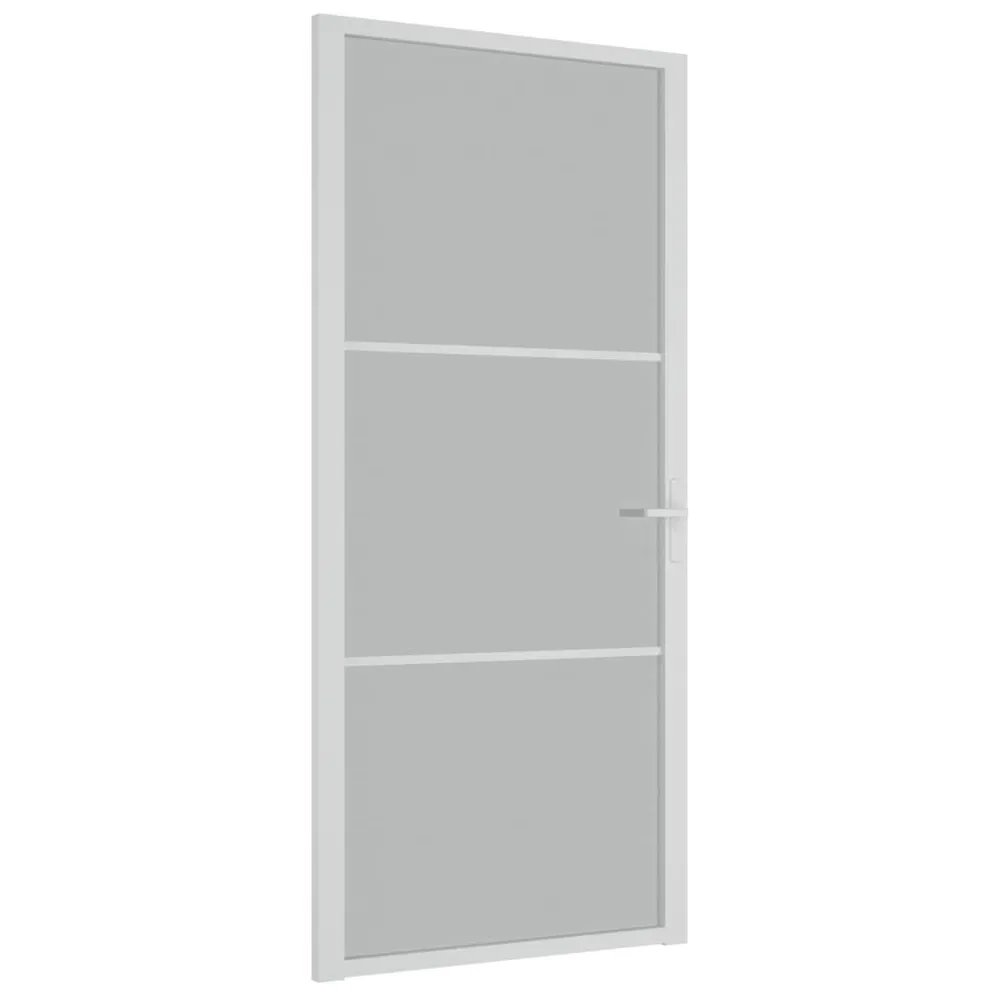 Porte intérieure 93x201,5 cm Blanc Verre mat et aluminium