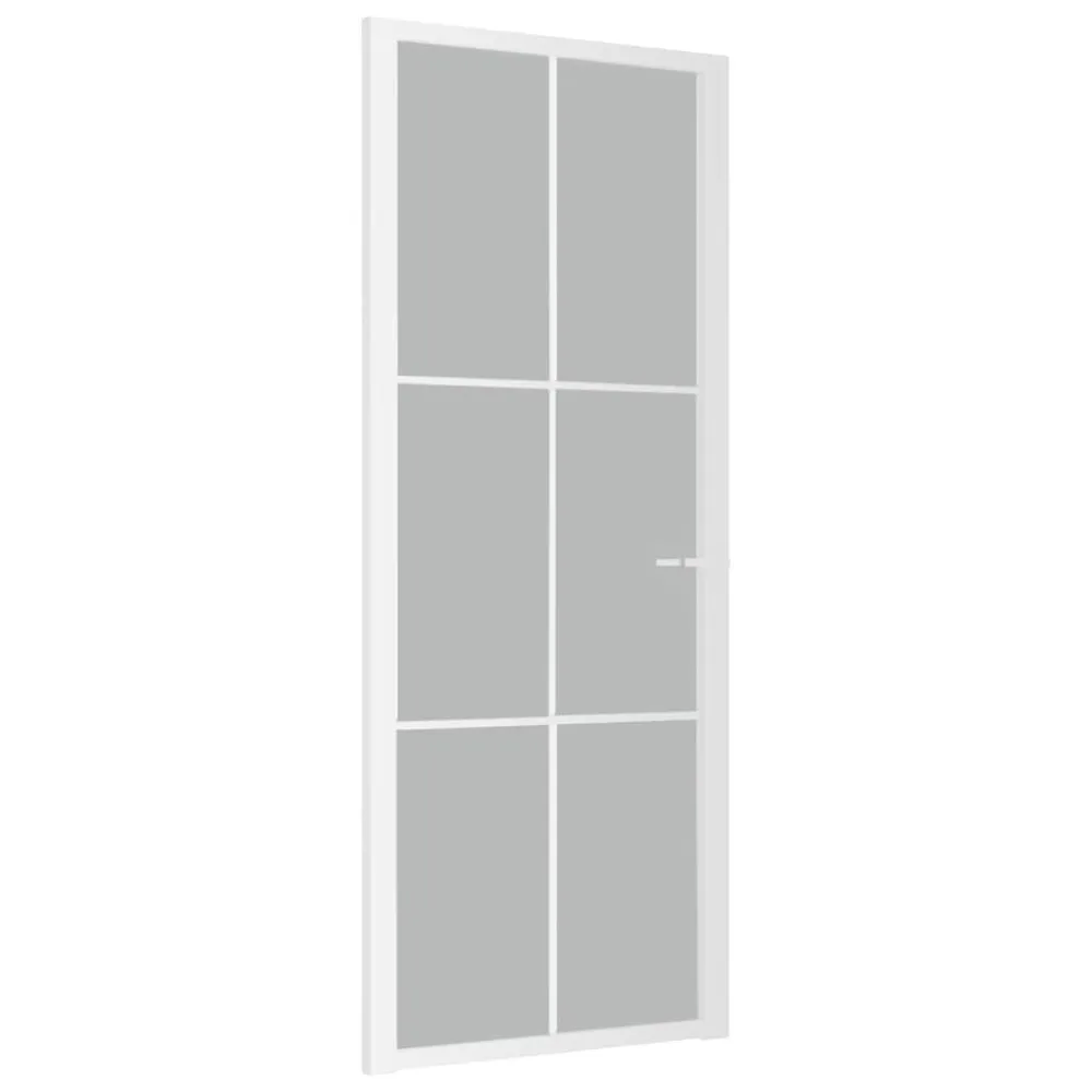 Porte intérieure 83x201,5 cm Blanc Verre mat et aluminium