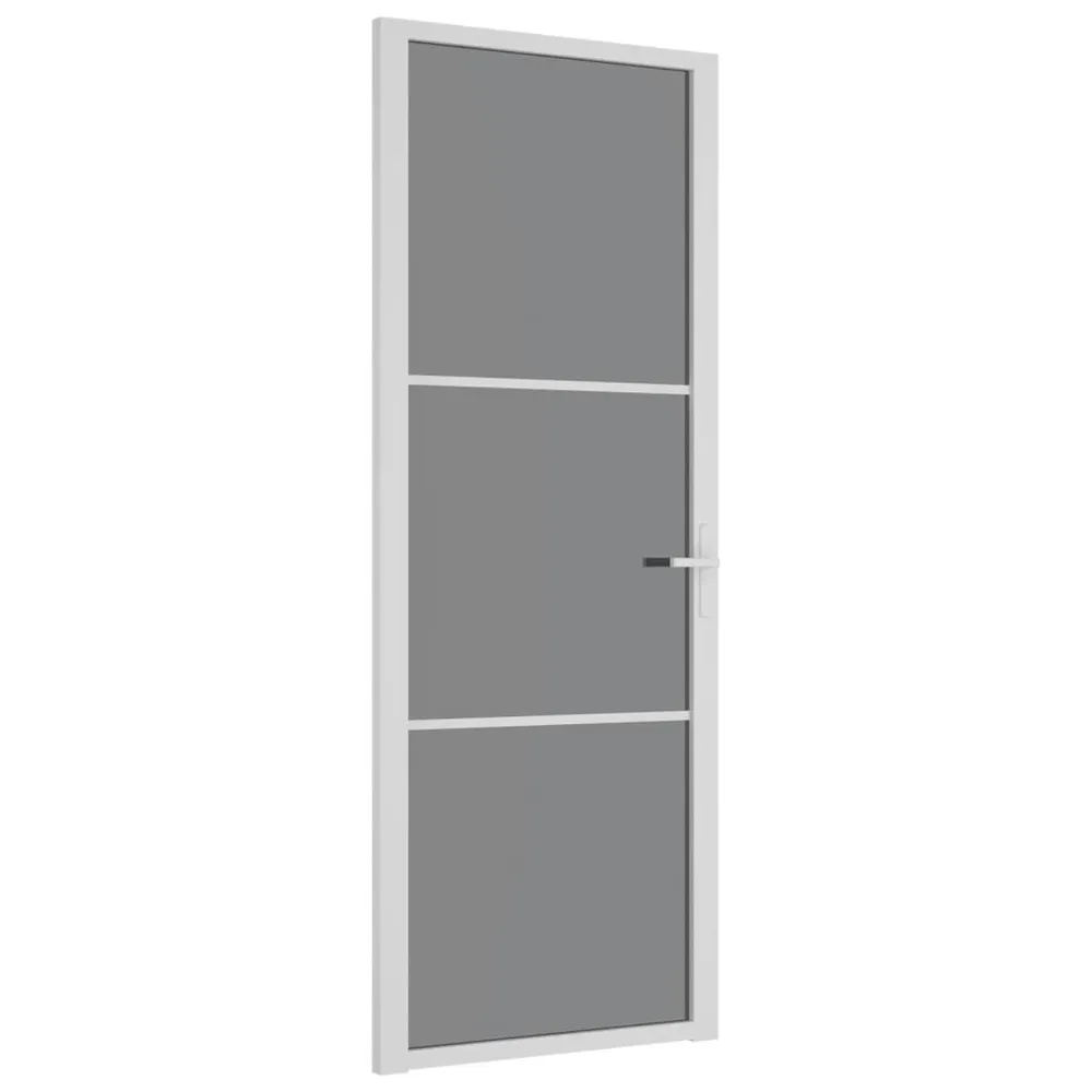 Porte intérieure 76x201,5 cm Blanc Verre ESG et aluminium