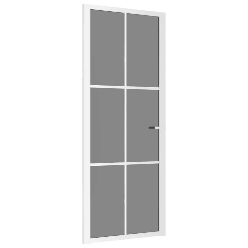 Porte intérieure 83x201,5 cm Blanc Verre ESG et aluminium