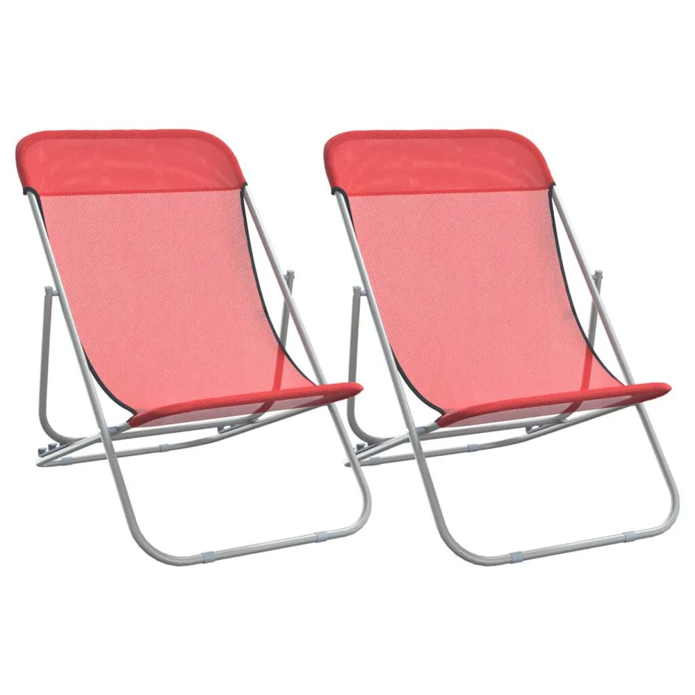 Chaises plage pliantes lot de 2 textilène acier enduit poudre