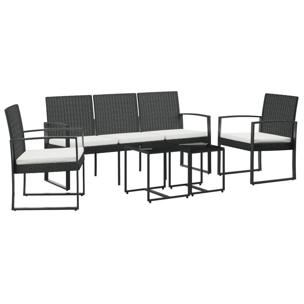 Ensemble à manger de jardin avec coussins 5 pcs noir rotin PP