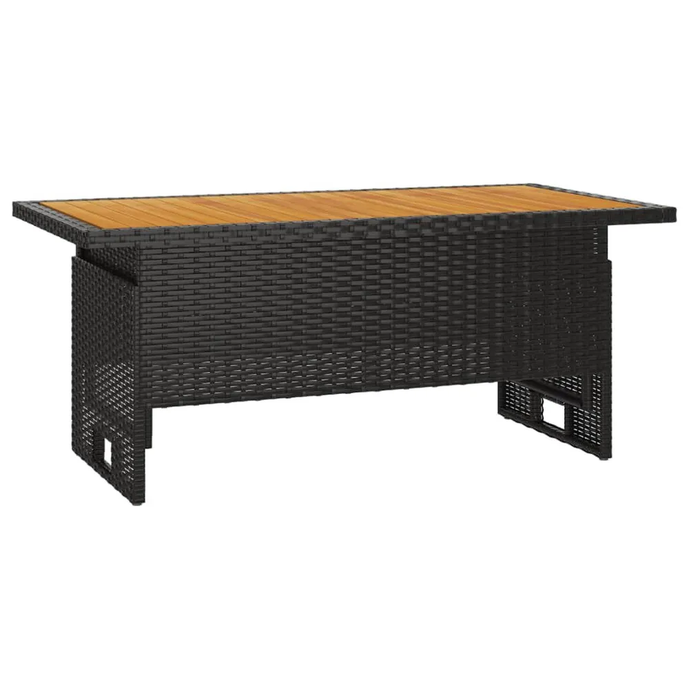 Table de jardin noir 100x50x43/63 cm acacia et résine tressée