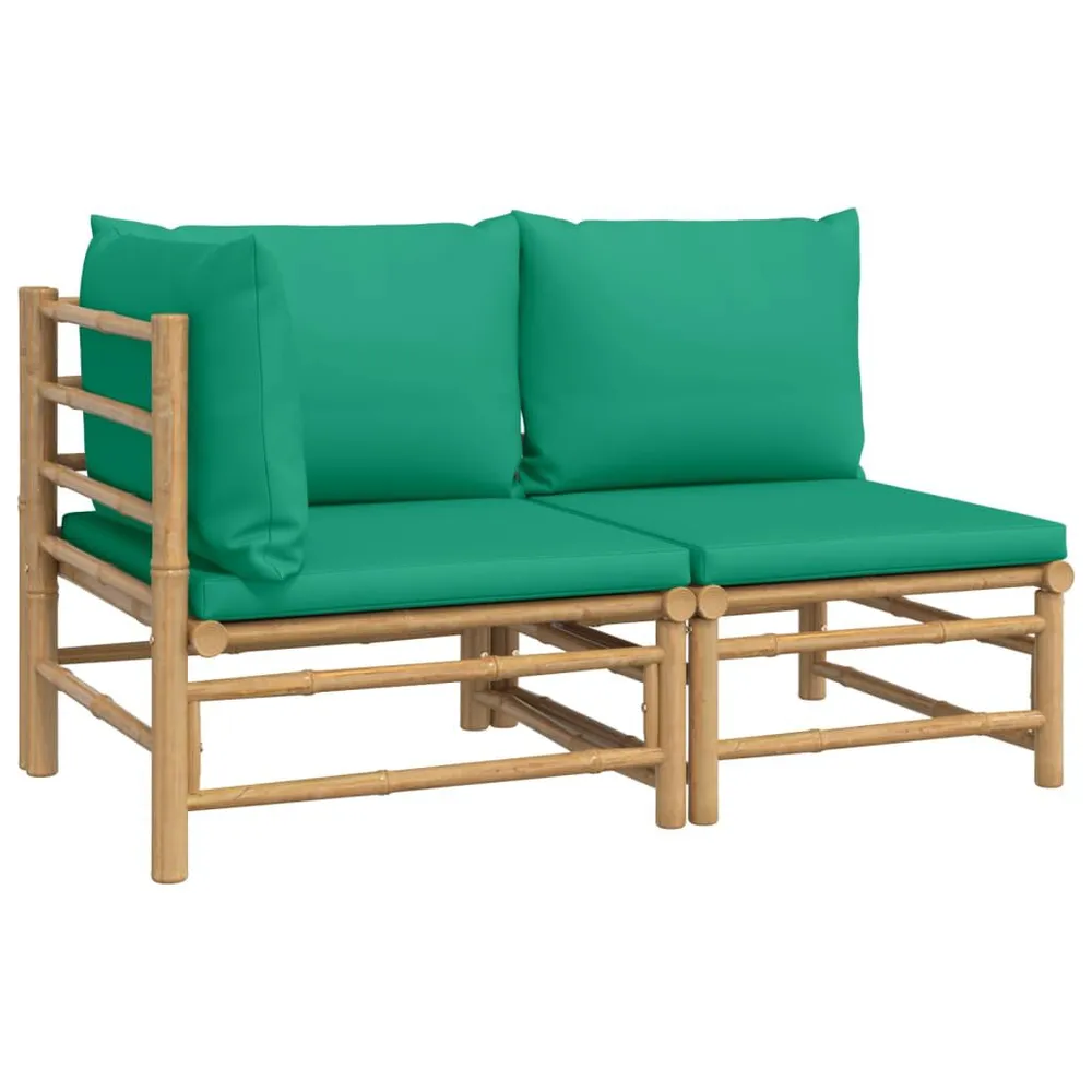 Salon de jardin 2 pcs avec coussins vert bambou