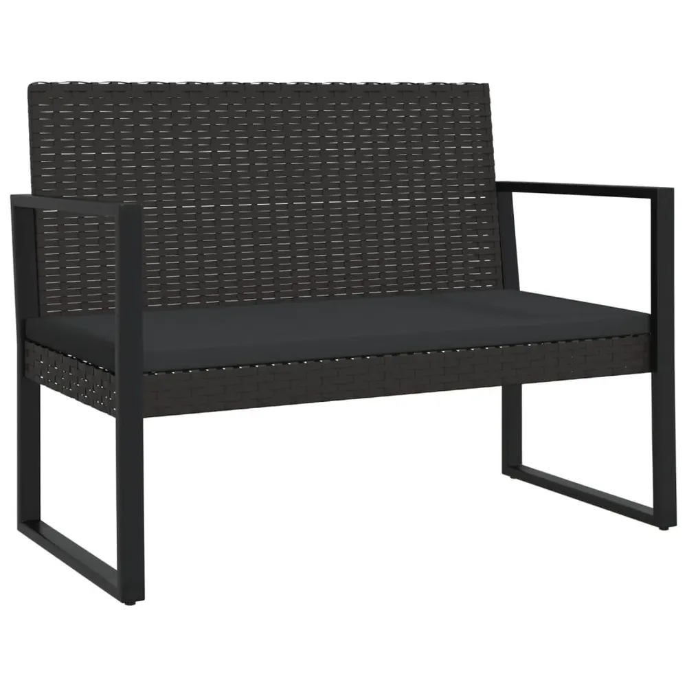 Banc de jardin avec coussins noir 106 cm résine tressée