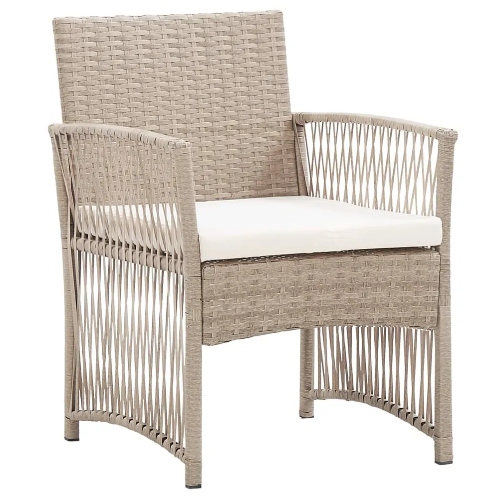 Fauteuils de jardin avec coussins 2 pcs Beige Résine tressée