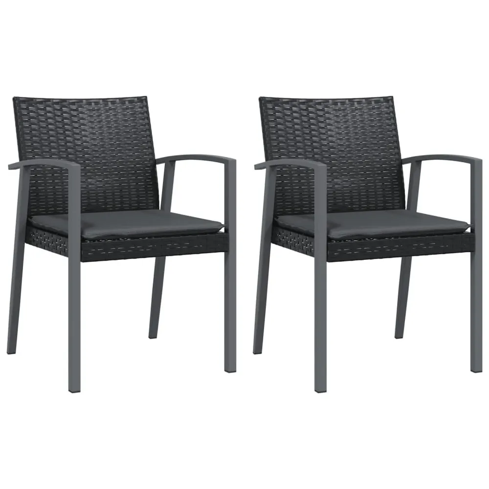 Chaises de jardin et coussins lot de 2 noir 56,5x57x83 cm rotin