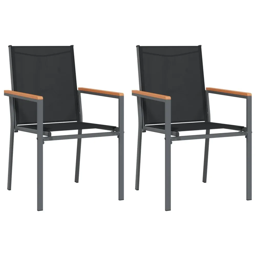 Chaises de jardin lot de 2 noir 55x61,5x90cm textilène et acier