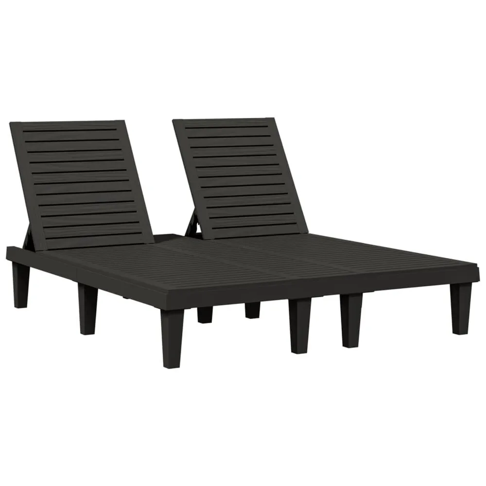 Chaise longue double noir 155x138x83 cm polypropylène