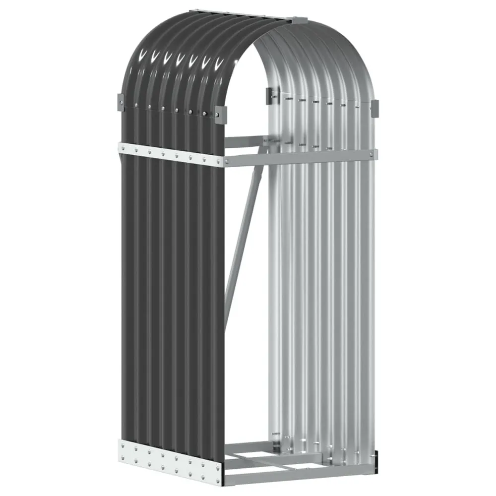 Porte-bûches anthracite 40x45x100 cm acier galvanisé