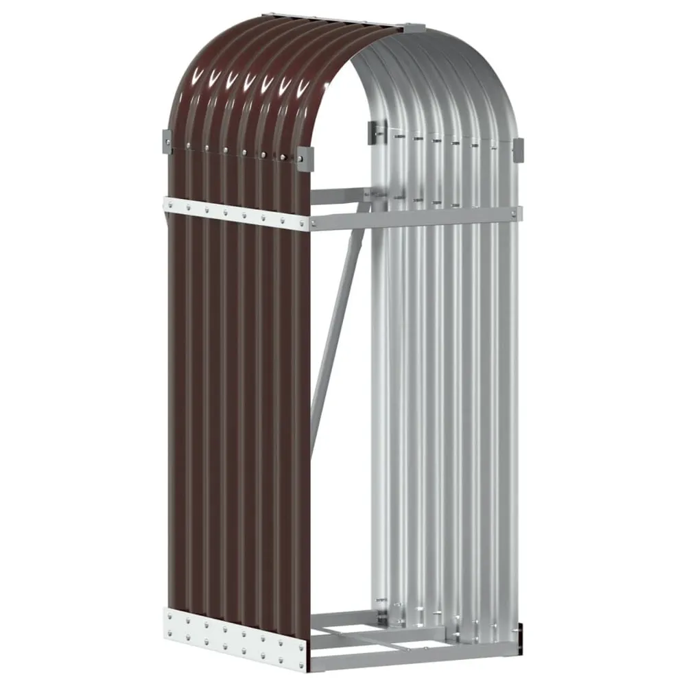 Porte-bûches marron 40x45x100 cm acier galvanisé