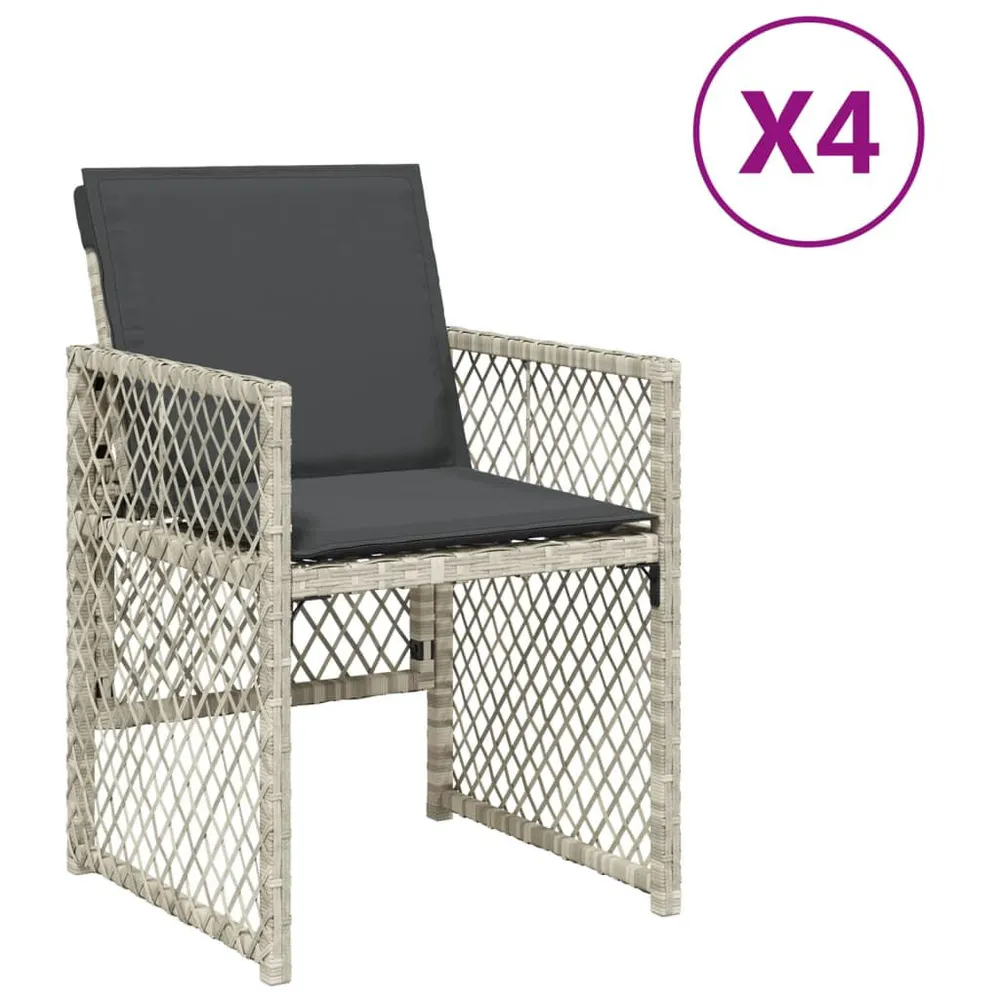 Chaises de jardin avec coussins lot de 4 gris évident poly rotin