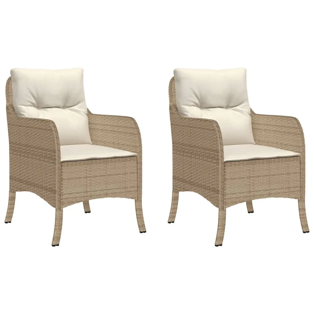 Chaises de jardin avec coussins lot de 2 beige résine tressée