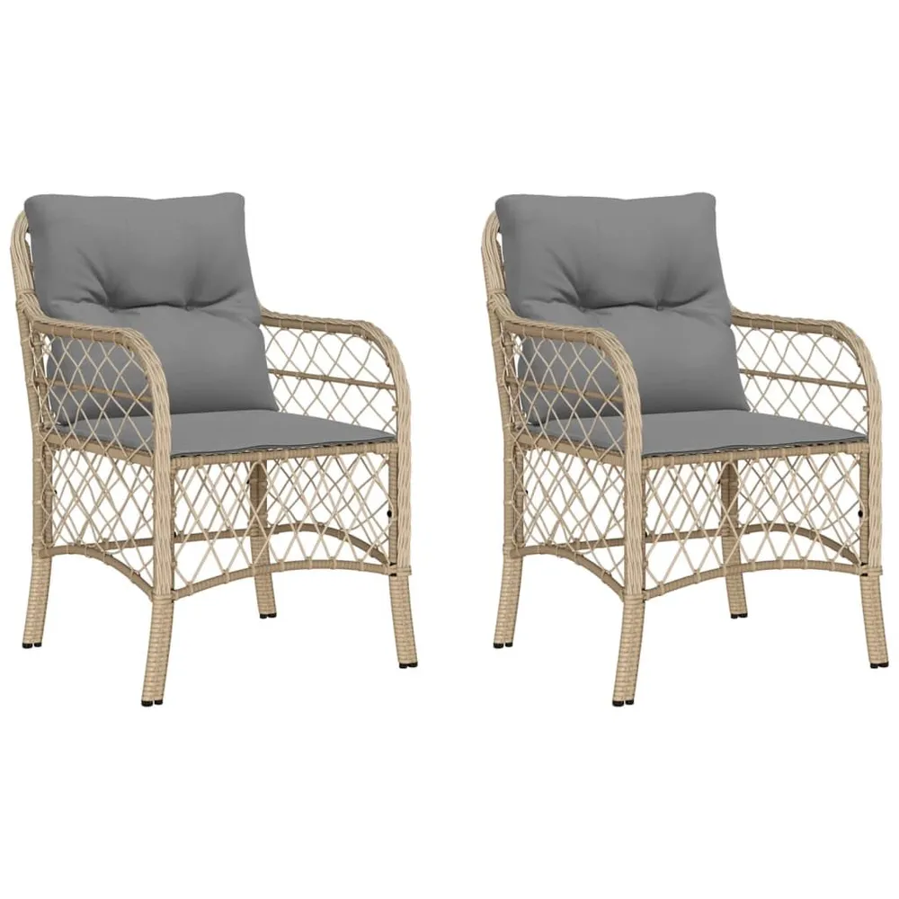 Chaises de jardin avec coussins lot de 2 mélange beige rotin