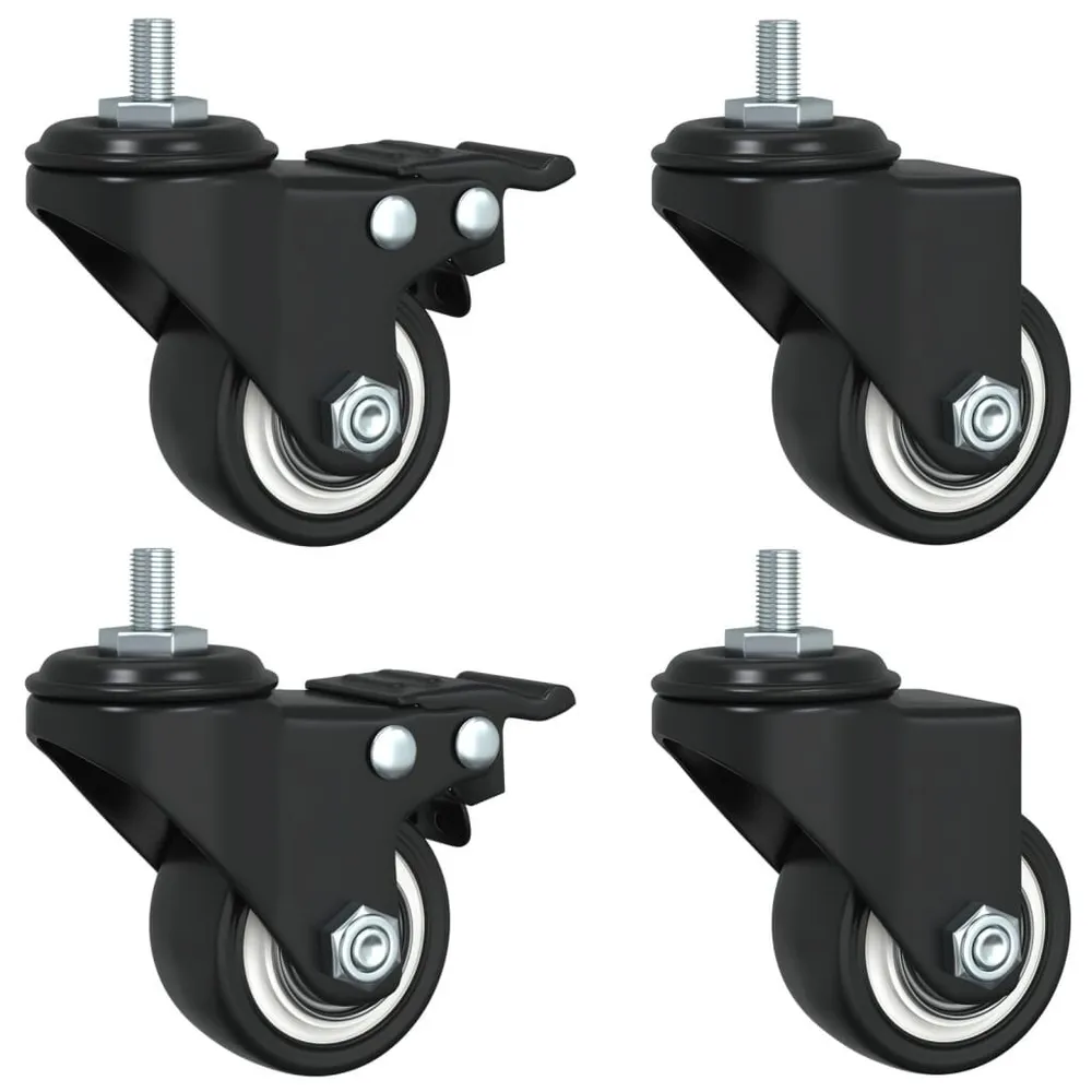 Roues pivotantes 4 pcs noir 35 mm fer