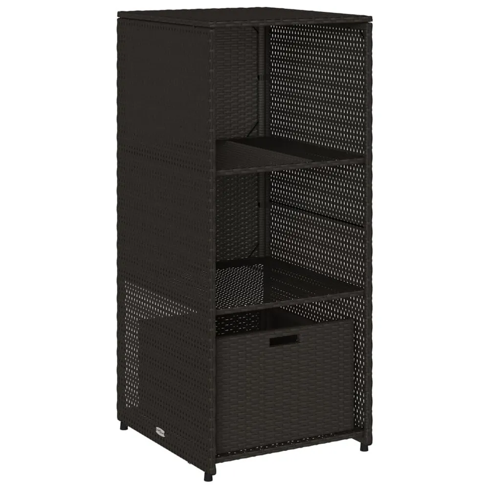 Armoire de rangement de jardin noir 50x55x115 cm résine tressée