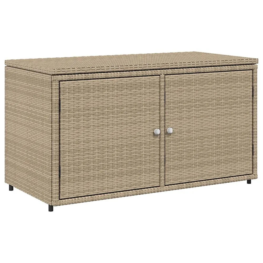 Armoire de rangement jardin beige 110x55x60,5 cm résine tressée