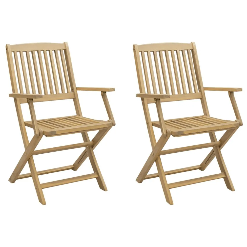 Chaises pliables de jardin lot de 2 bois massif d'acacia