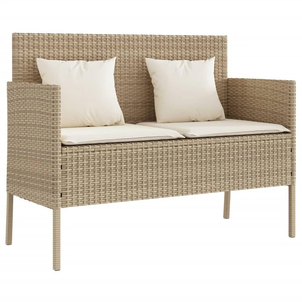 Banc de jardin avec coussins beige résine tressée