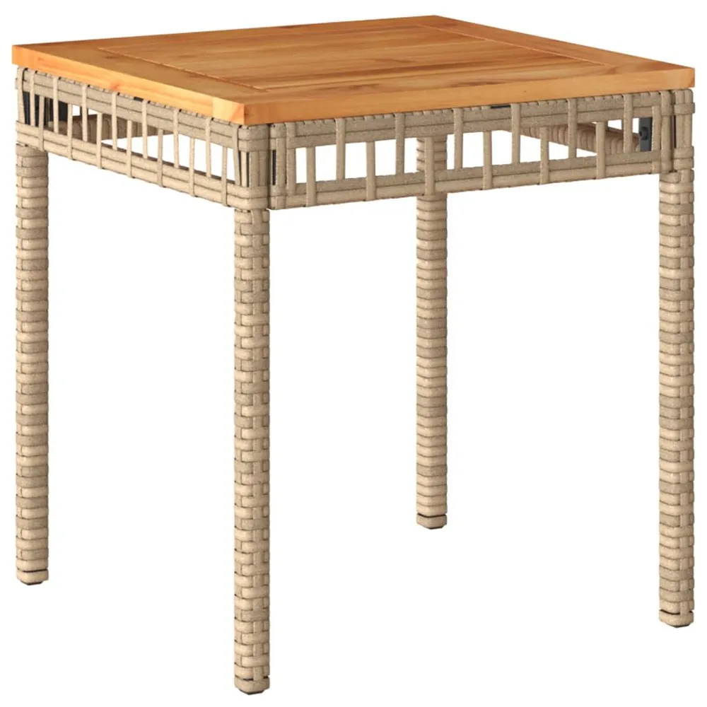 Table de jardin mélange beige 38x38x42 cm rotin et bois acacia