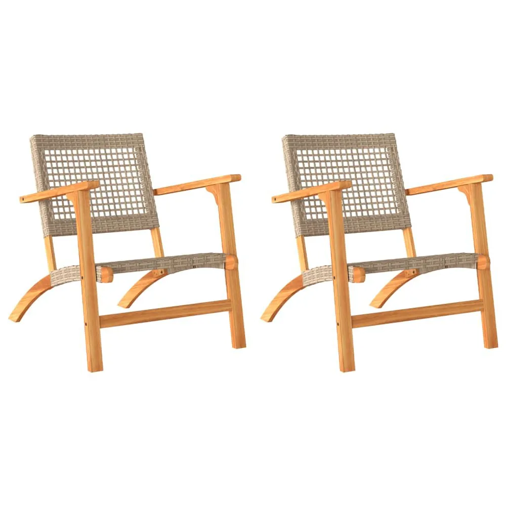 Chaises de jardin lot de 2 beige résine tressée bois d’acacia