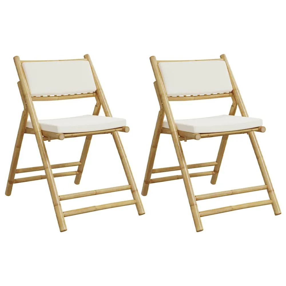 Chaises de bistro pliantes lot de 2 et coussins blanc crème