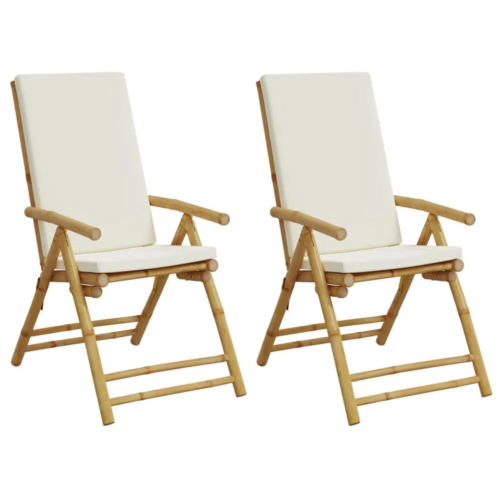 Chaises inclinables de jardin pliantes lot de 2 coussins bambou