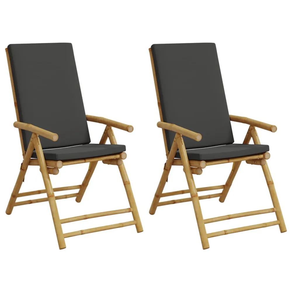 Chaises inclinables de jardin pliantes lot de 2 coussins bambou