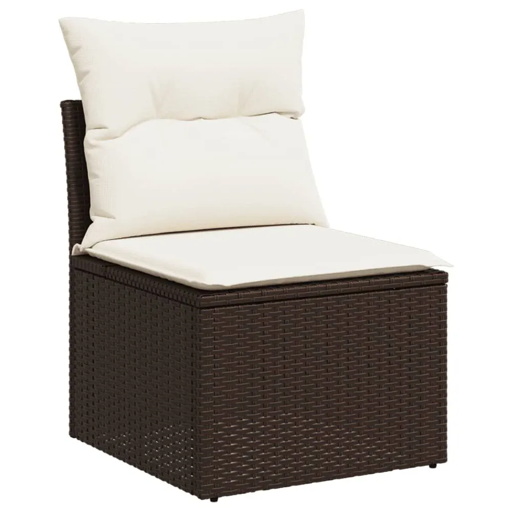 Chaise de jardin sans accoudoirs avec coussins marron rotin