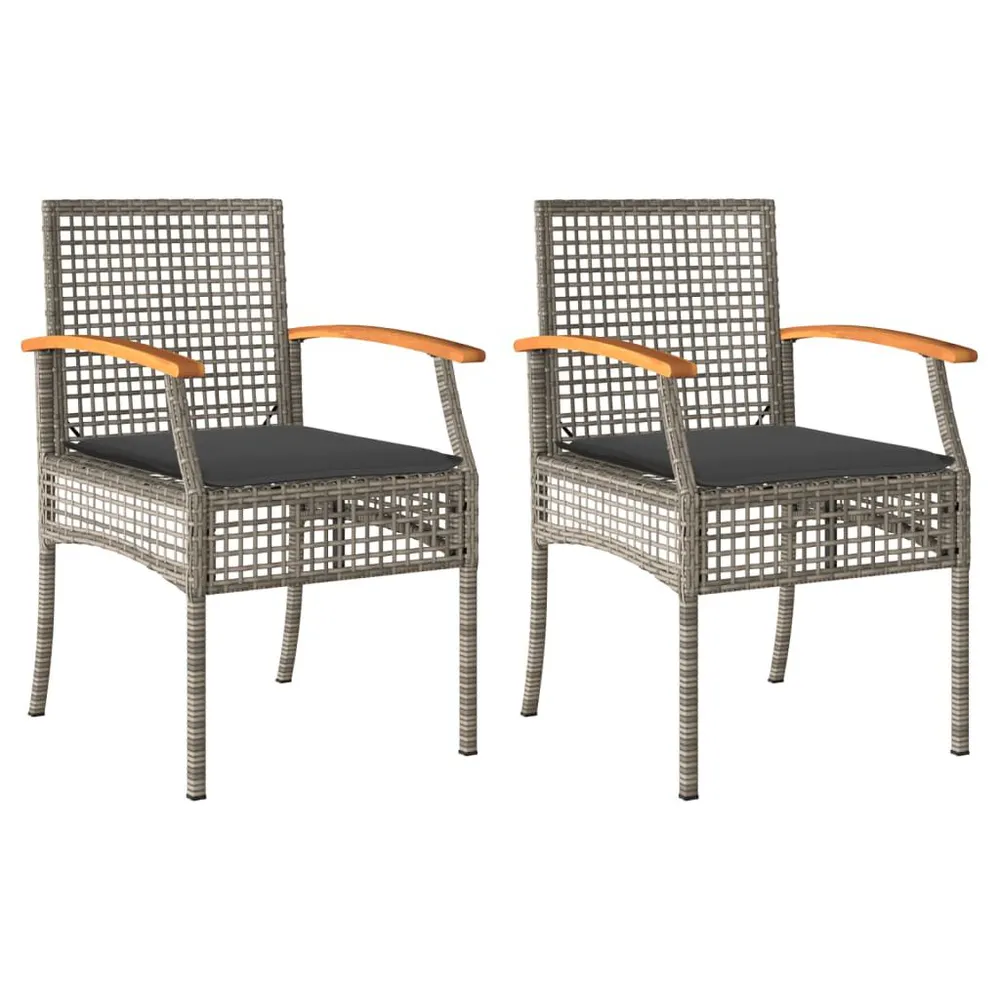 Chaises de jardin coussins lot de 2 gris résine tressée acacia