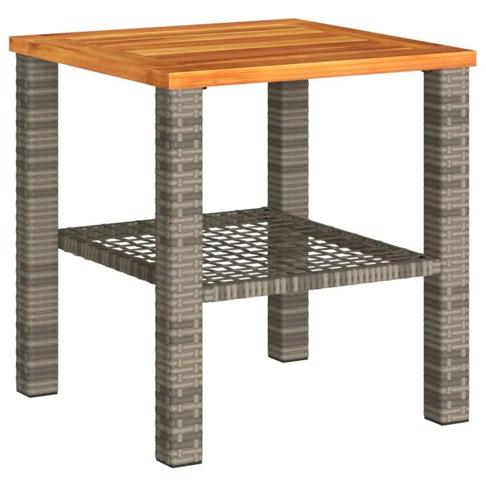 Table de jardin gris 40x40x42 cm résine tressée et bois acacia