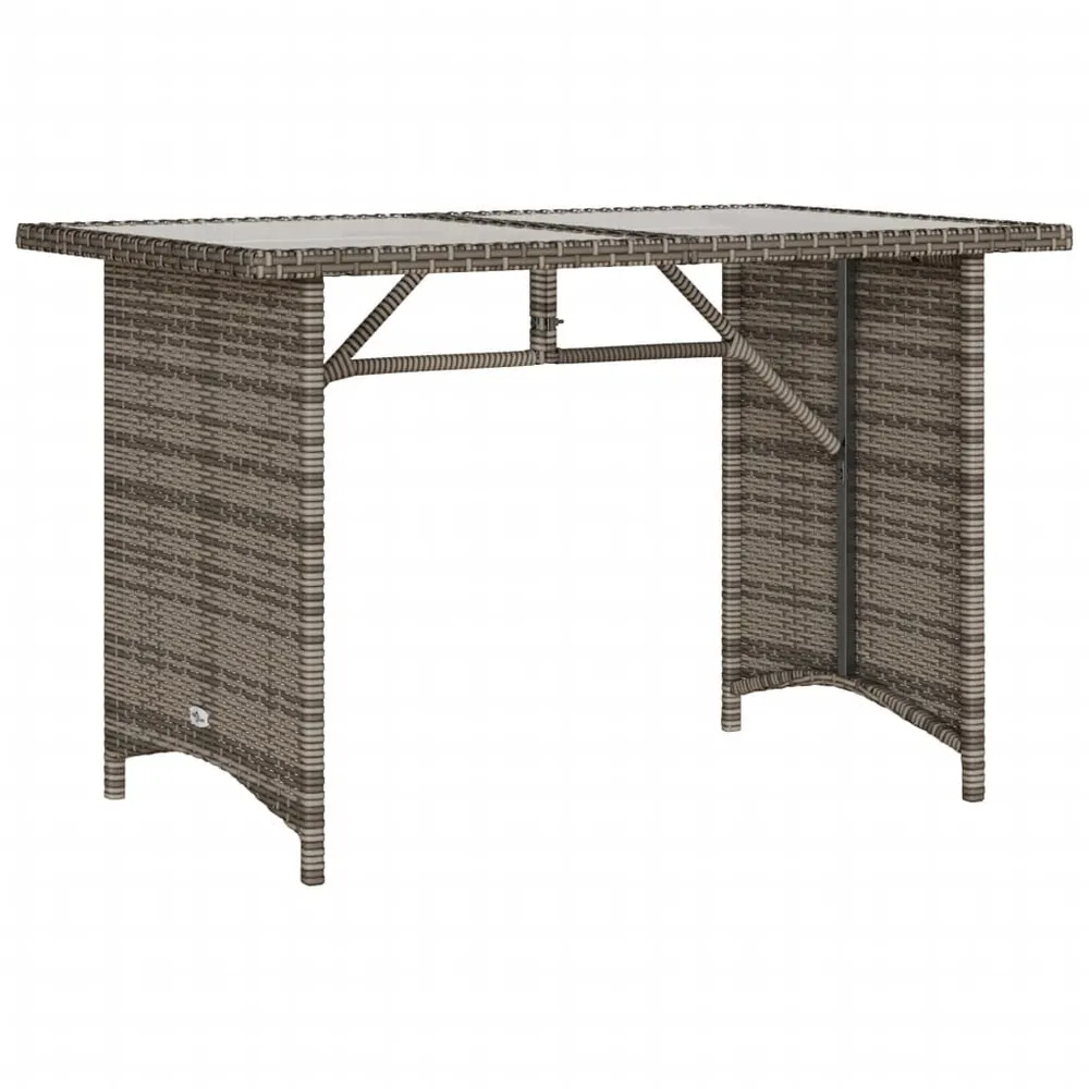 Table de jardin avec dessus en verre gris 110x68x70 cm rotin