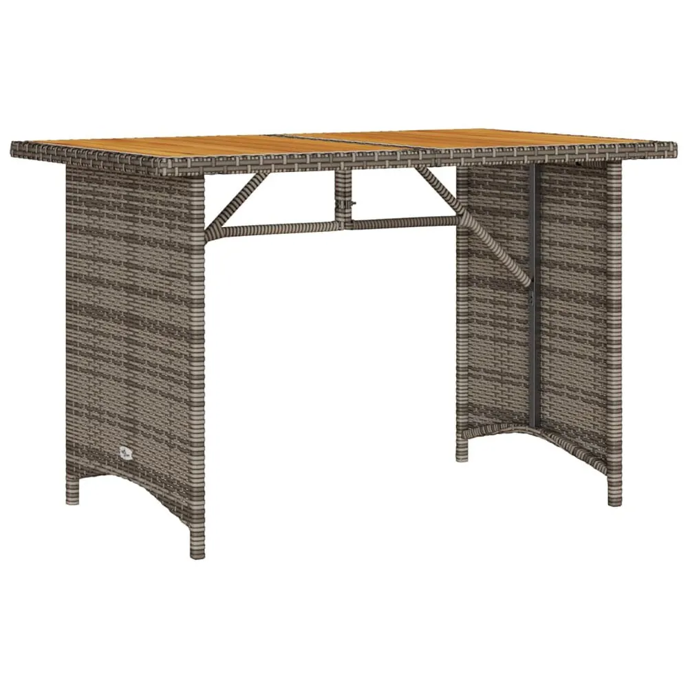 Table de jardin avec dessus en bois gris 110x68x70 cm rotin