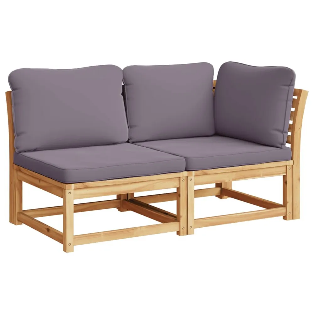 Salon de jardin 2 pcs avec coussins bois massif d'acacia