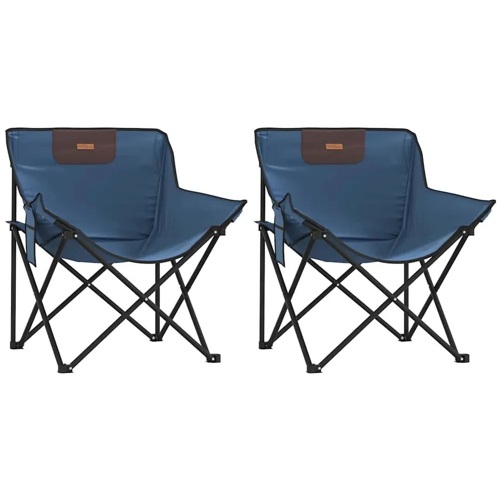 Chaise de camping avec poche pliable lot de 2 bleu